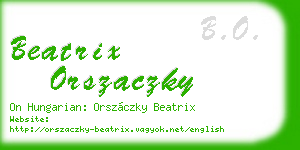 beatrix orszaczky business card
