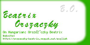 beatrix orszaczky business card